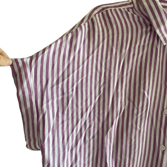 Beach Lunch Lounge Purple Striped Dolman Short Sleeve Top Women’s Size Large - Picture 2 of 5